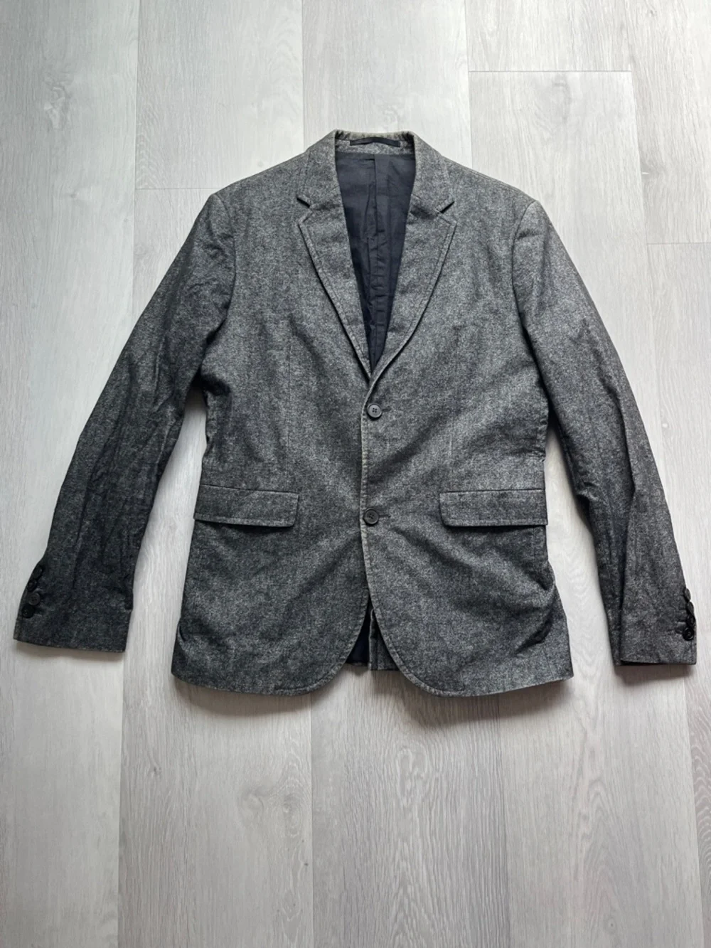 COS DENIM BLAZER JACKET GRAY TWO BUTTON LONG SLEEVE MENS EU46